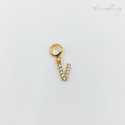 Gold Plated Rhinestone Initial Charm