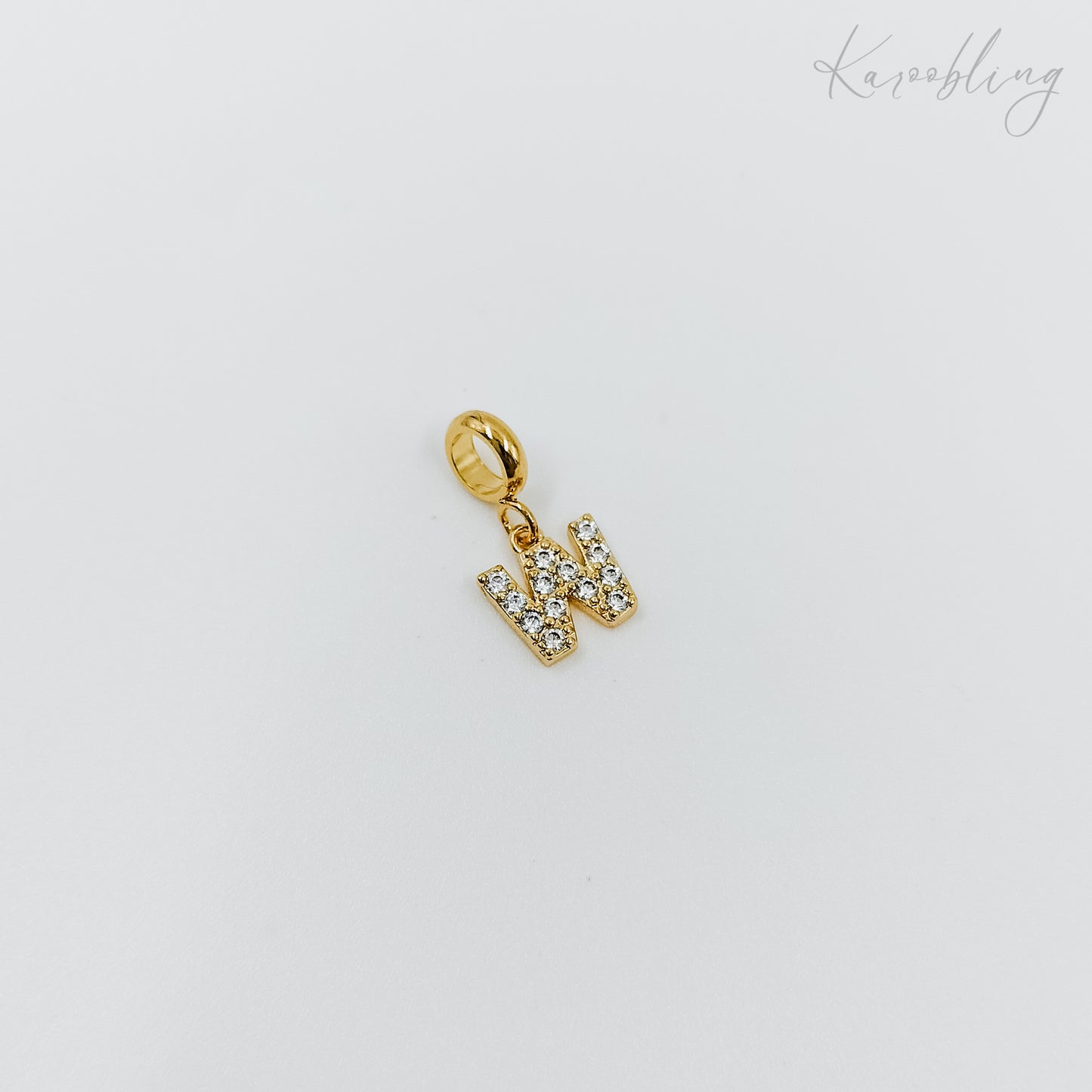 Gold Plated Rhinestone Initial Charm