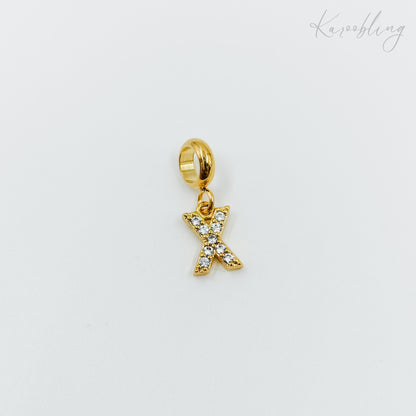 Gold Plated Rhinestone Initial Charm