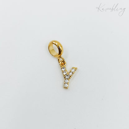 Gold Plated Rhinestone Initial Charm