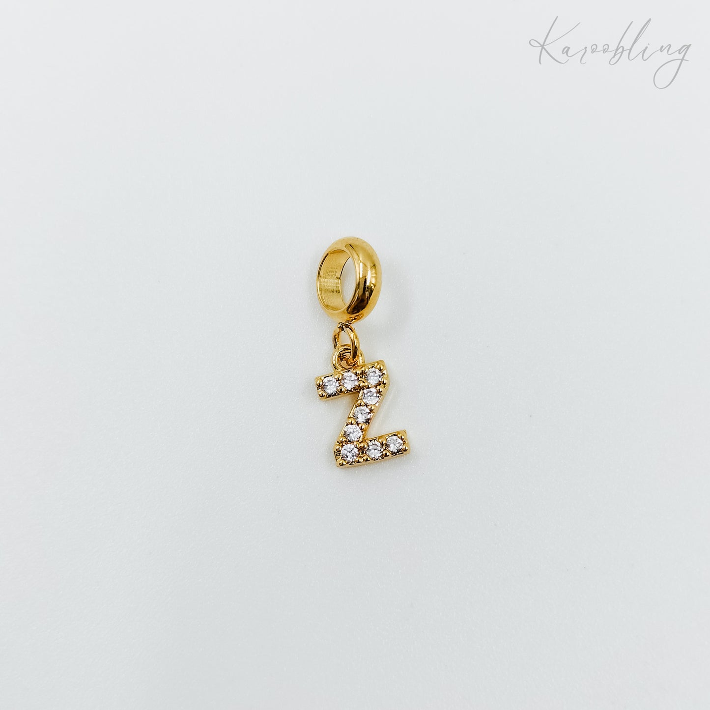 Gold Plated Rhinestone Initial Charm