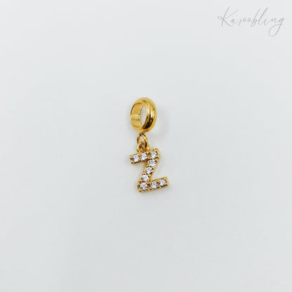 Gold Plated Rhinestone Initial Charm