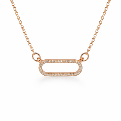 gold plated rhinestone oval pendant necklace (fashion jewellery)