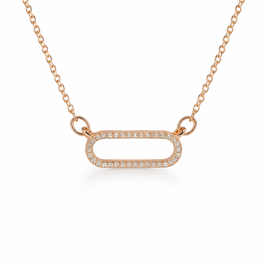 gold plated rhinestone oval pendant necklace (fashion jewellery)