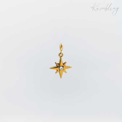 gold plated rhinestone starburst charm (water & tarnish proof)