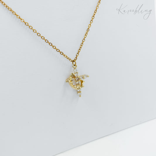 gold plated rotating crown cross necklace (fashion jewellery)