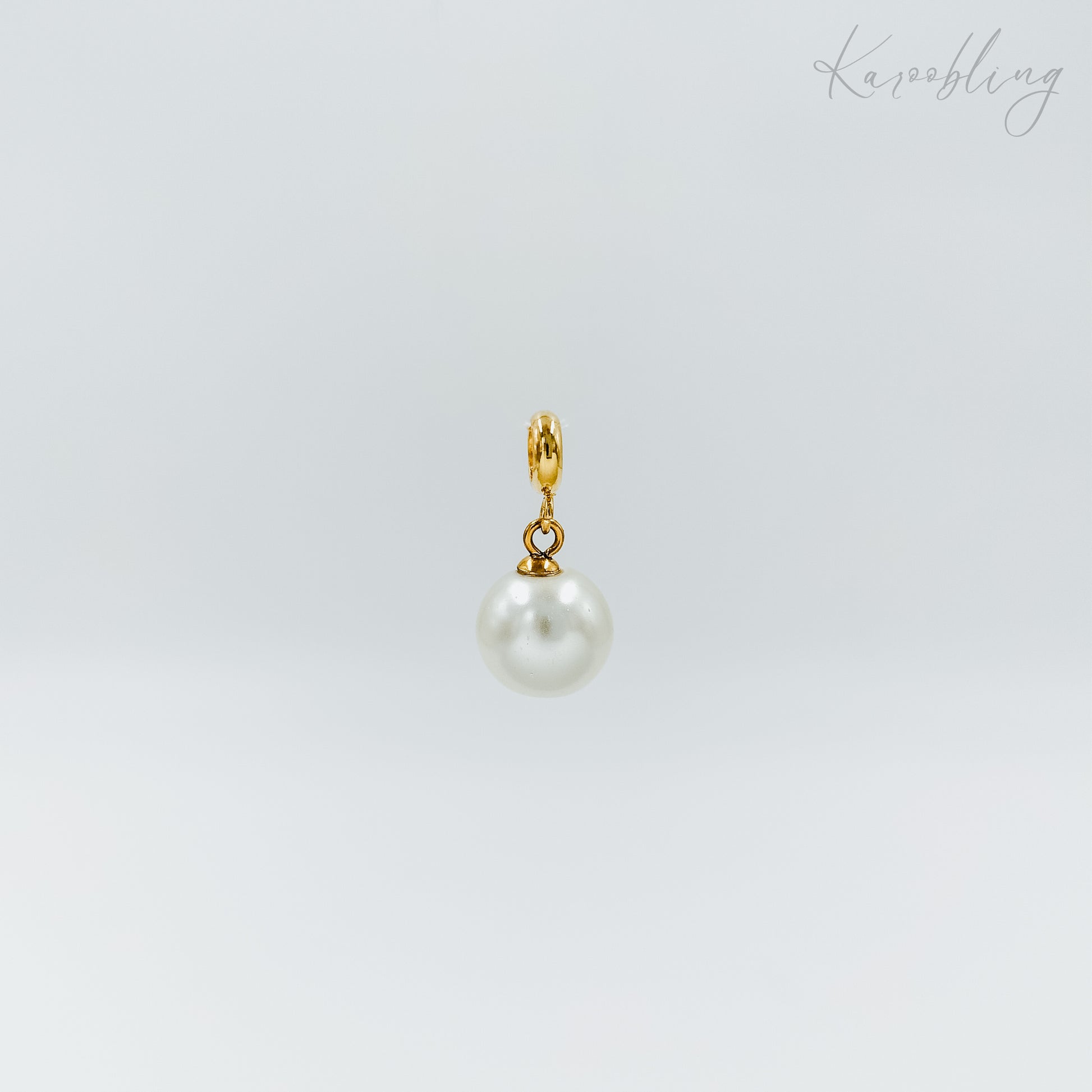 gold plated round pearl charms (water & tarnish proof)