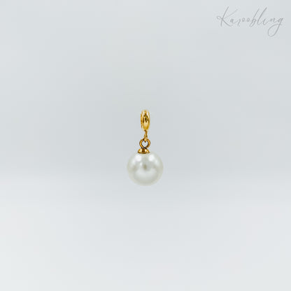 gold plated round pearl charms (water & tarnish proof)