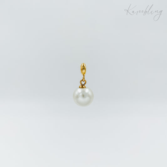 gold plated round pearl charms (water & tarnish proof)