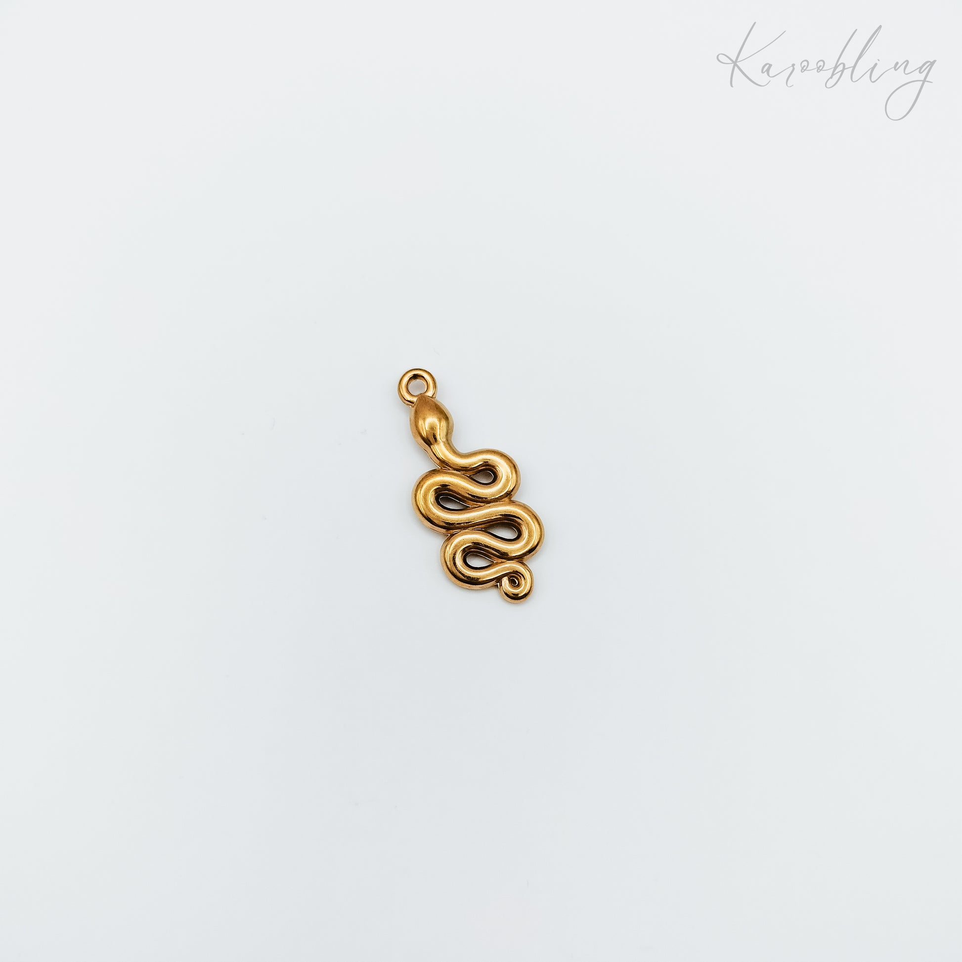 Gold Plated Serpent Snake Charm (water & tarnish proof)