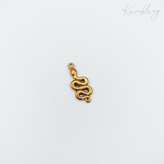 Gold Plated Serpent Snake Charm (water & tarnish proof)
