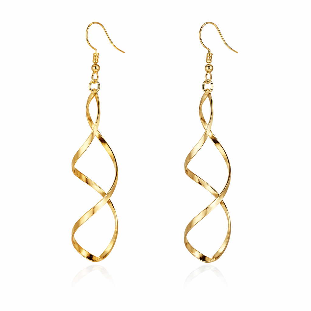 gold plated spiral dangle earrings (fashion jewellery)