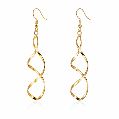 gold plated spiral dangle earrings (fashion jewellery)