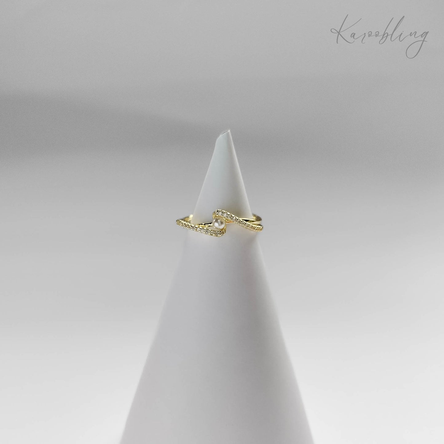 Gold Plated Spiraled Pearl Ring