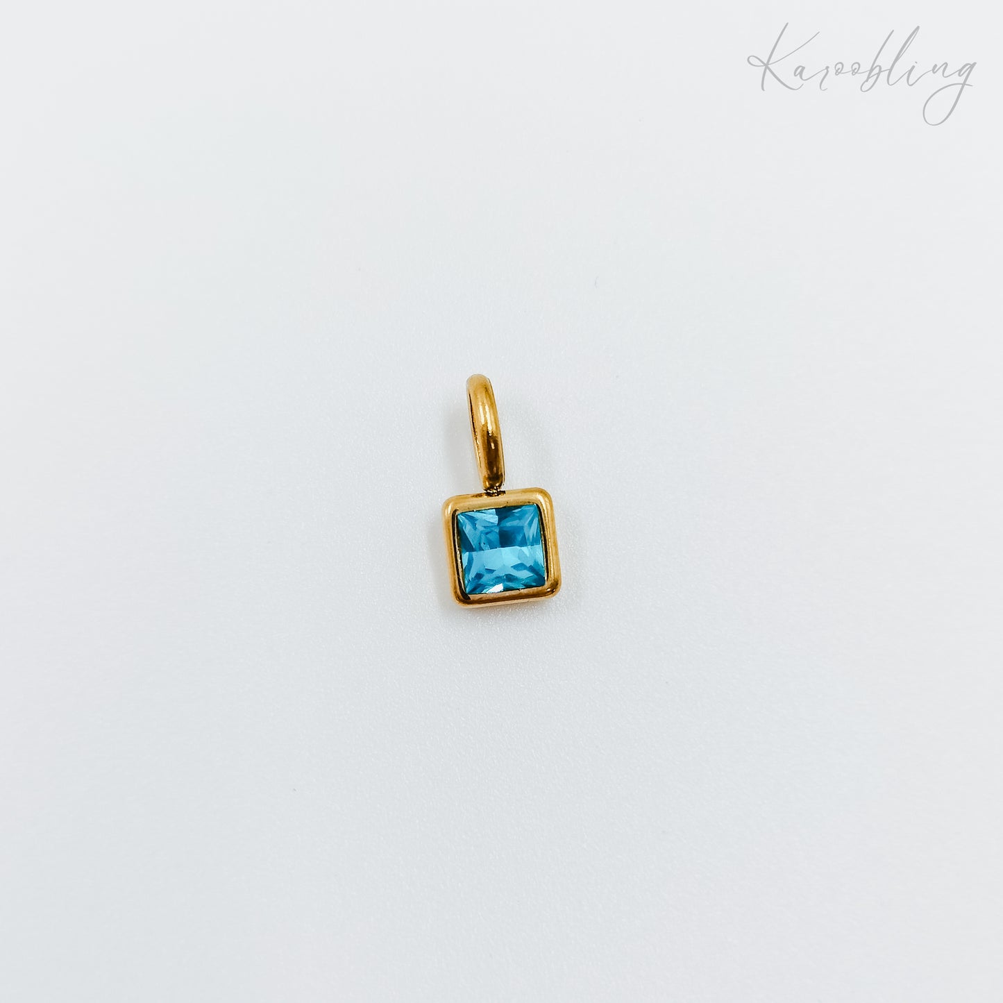 gold plated square cz birthstone charms  - December (water & tarnish proof)