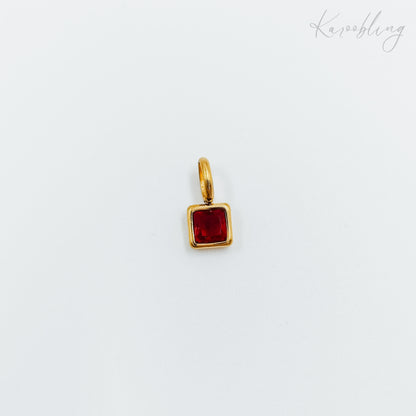 gold plated square cz birthstone charms  - January (water & tarnish proof)