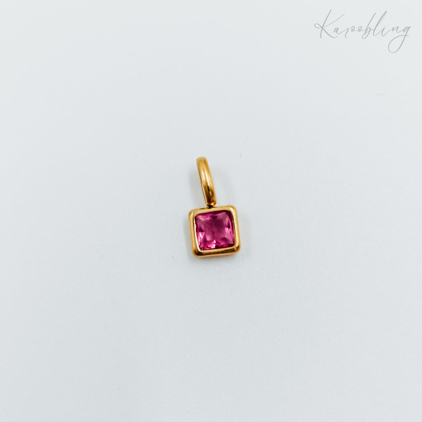 gold plated square cz birthstone charms  - July (water & tarnish proof)