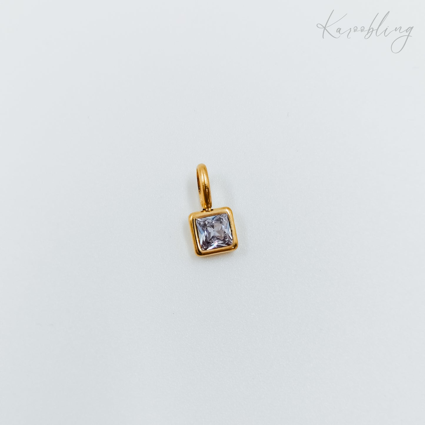 gold plated square cz birthstone charms  - June (water & tarnish proof)