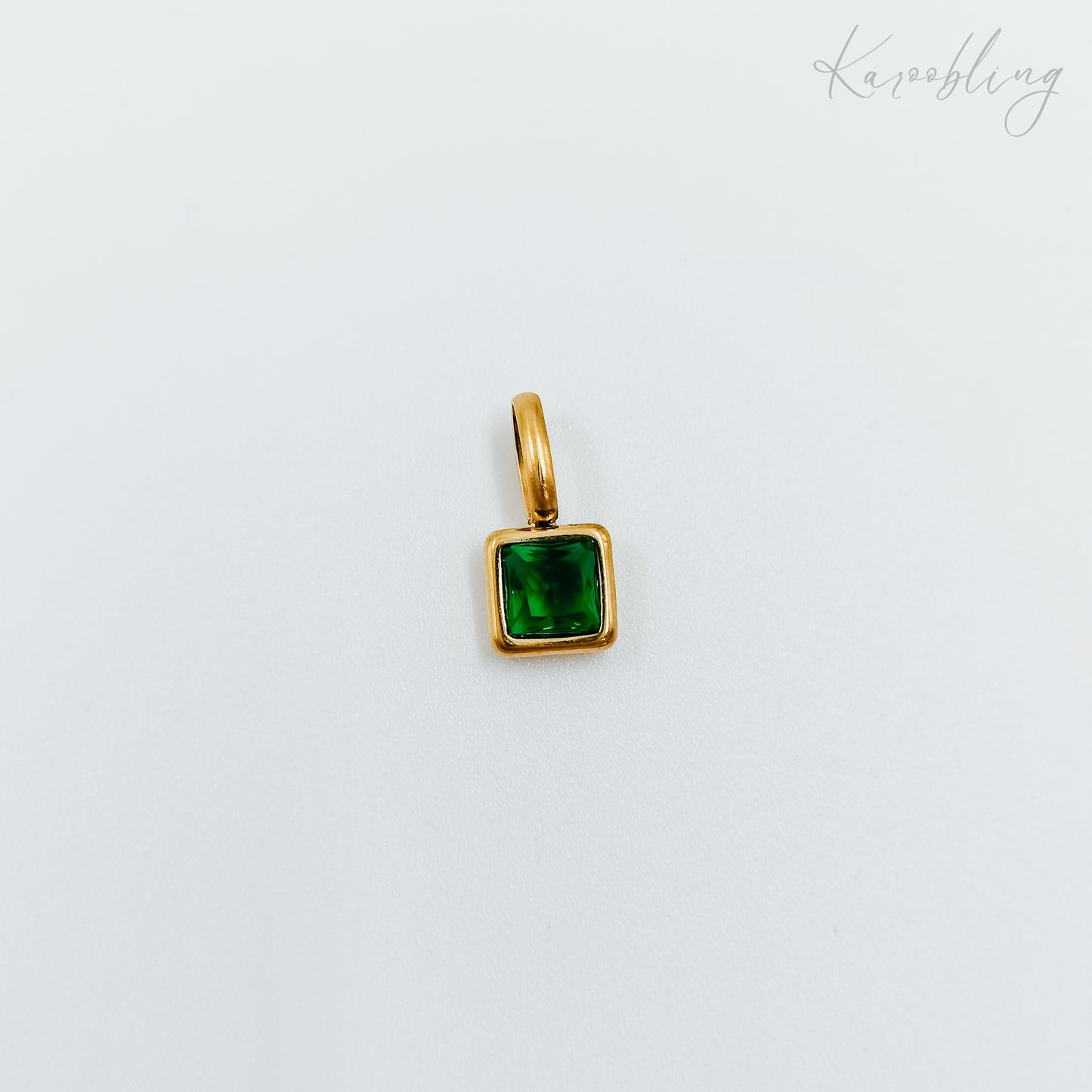 gold plated square cz birthstone charms  - May (water & tarnish proof)