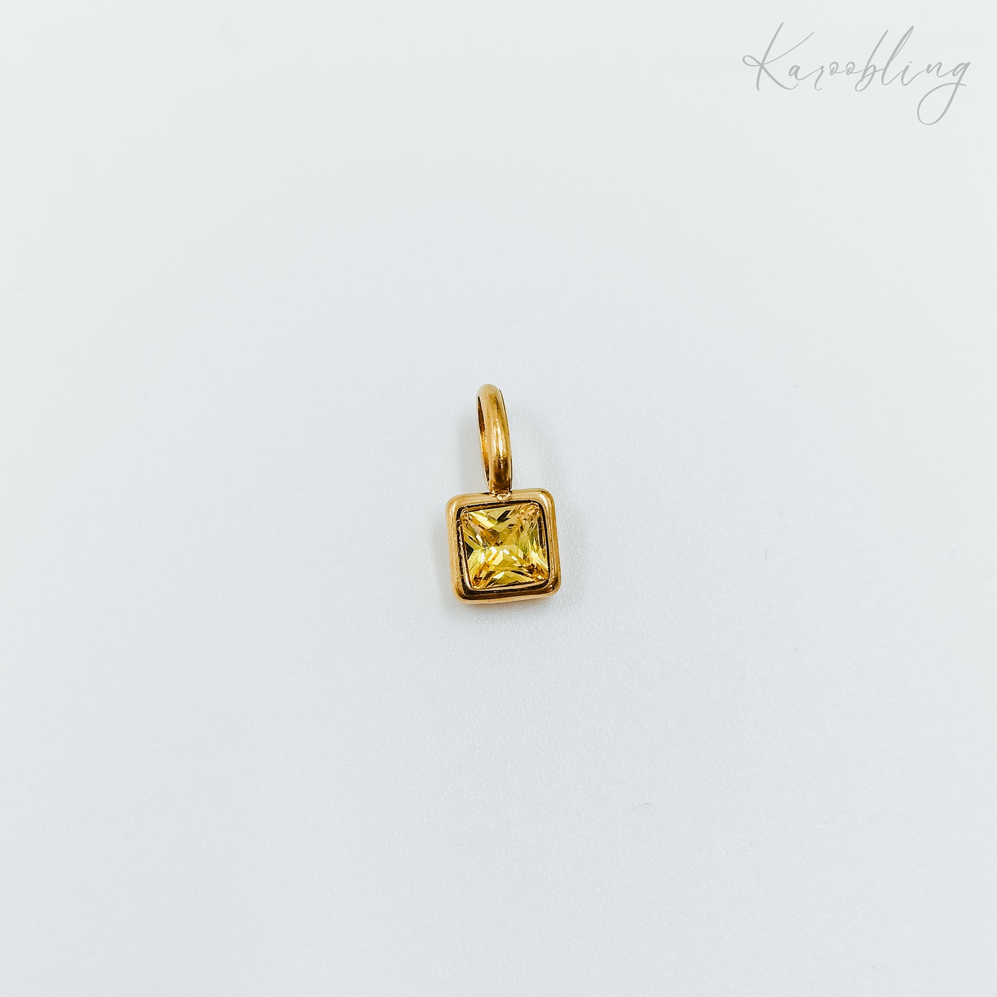 gold plated square cz birthstone charms  - November (water & tarnish proof)