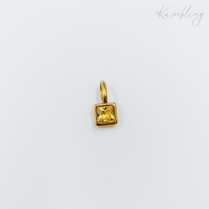 gold plated square cz birthstone charms  - November (water & tarnish proof)