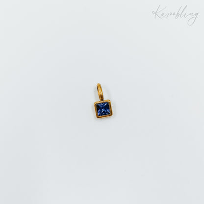 gold plated square cz birthstone charms  - September (water & tarnish proof)