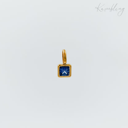 gold plated square cz birthstone charms (water & tarnish proof)