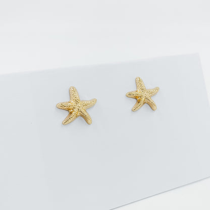 gold plated starfish stud earrings