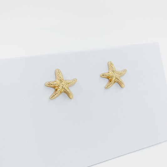 gold plated starfish stud earrings