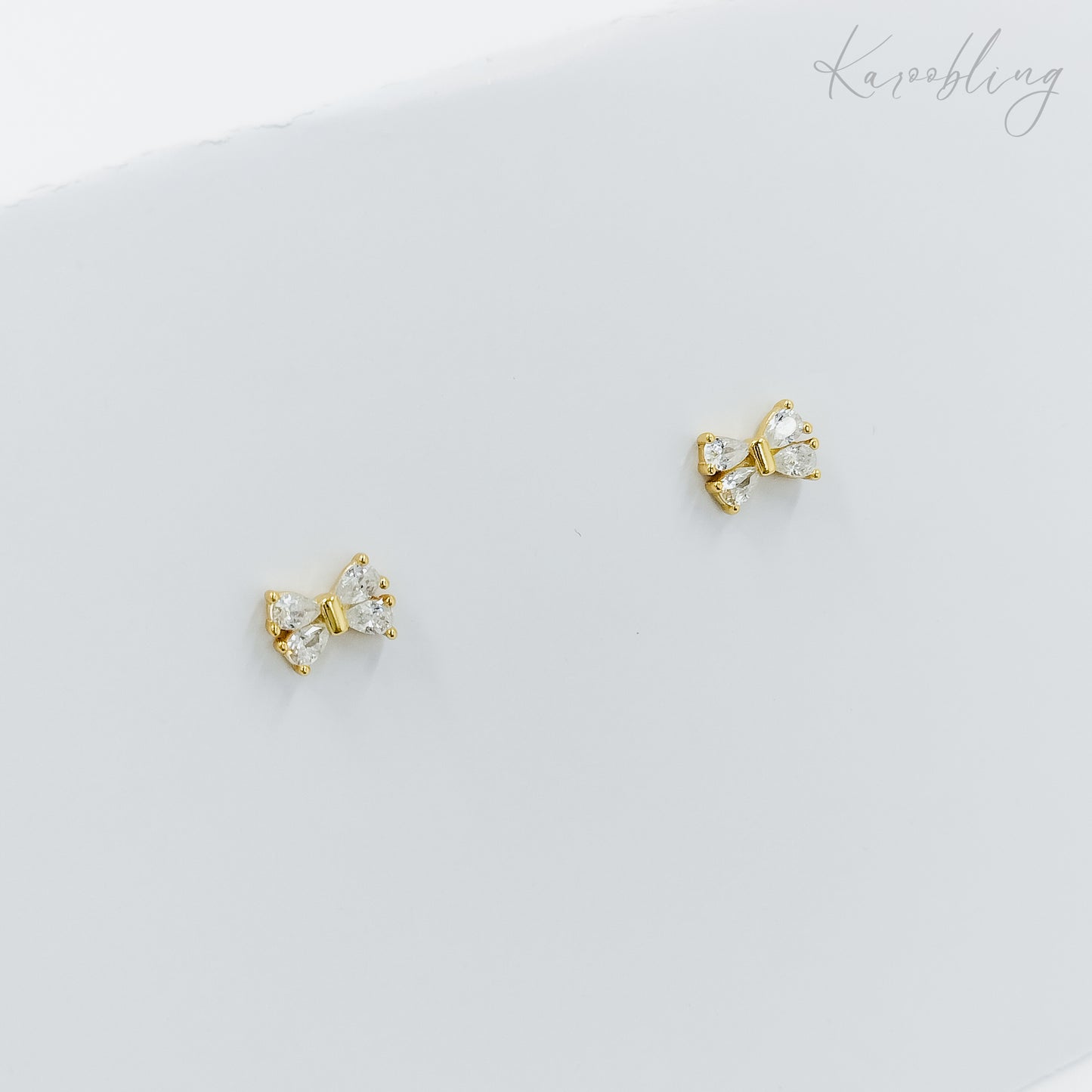 gold plated sterling silver cubic zirconia stud earrings