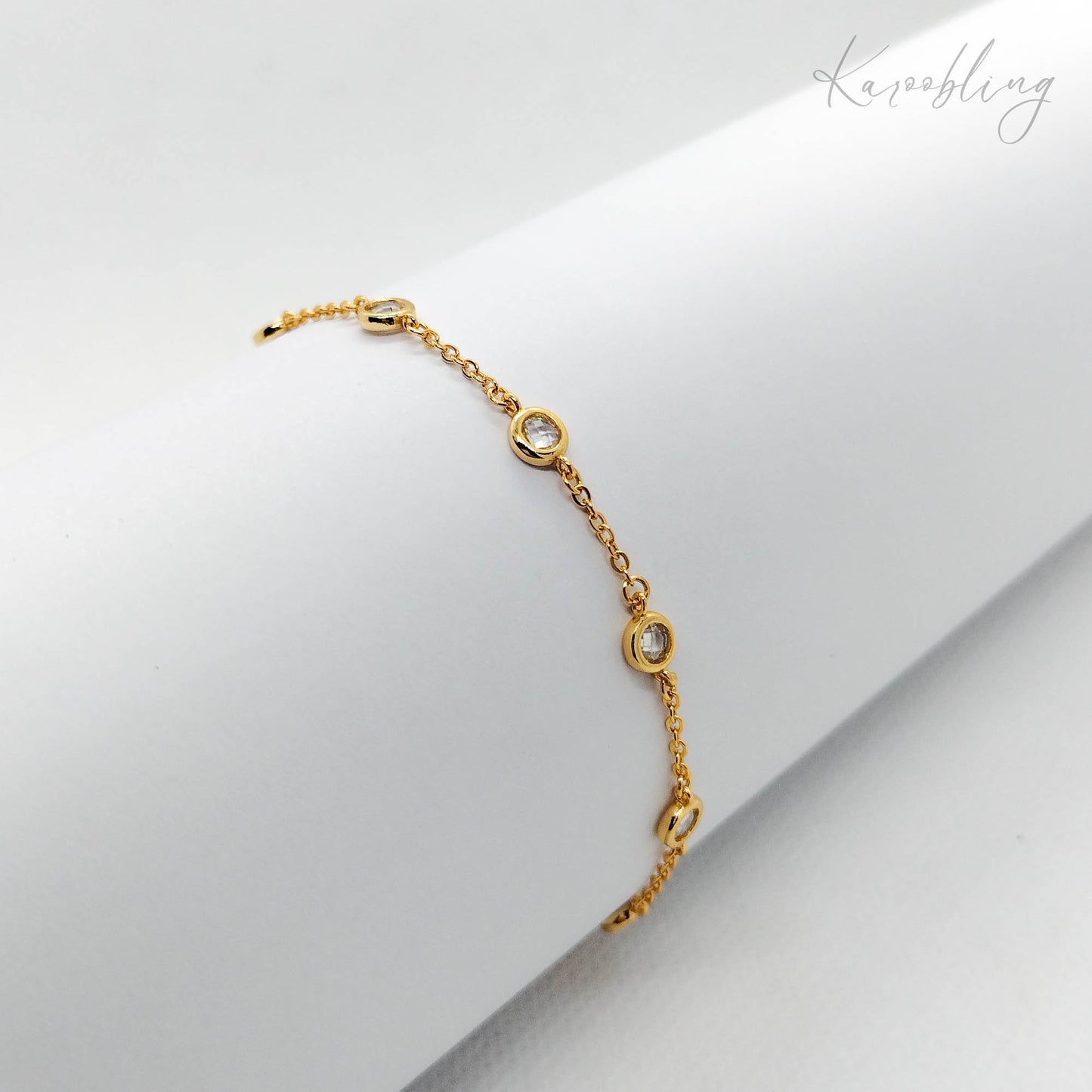 Gold Plated Sterling Silver CZ Bracelet Karoobling Jewelry