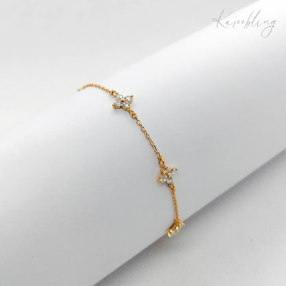 Gold Plated Sterling Silver Petal Sparkle Bracelet Karoobling