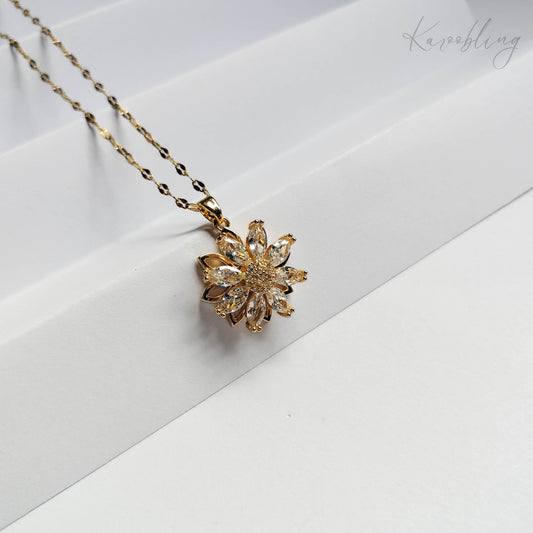 Gold Plated Sunflower Fidget Necklace