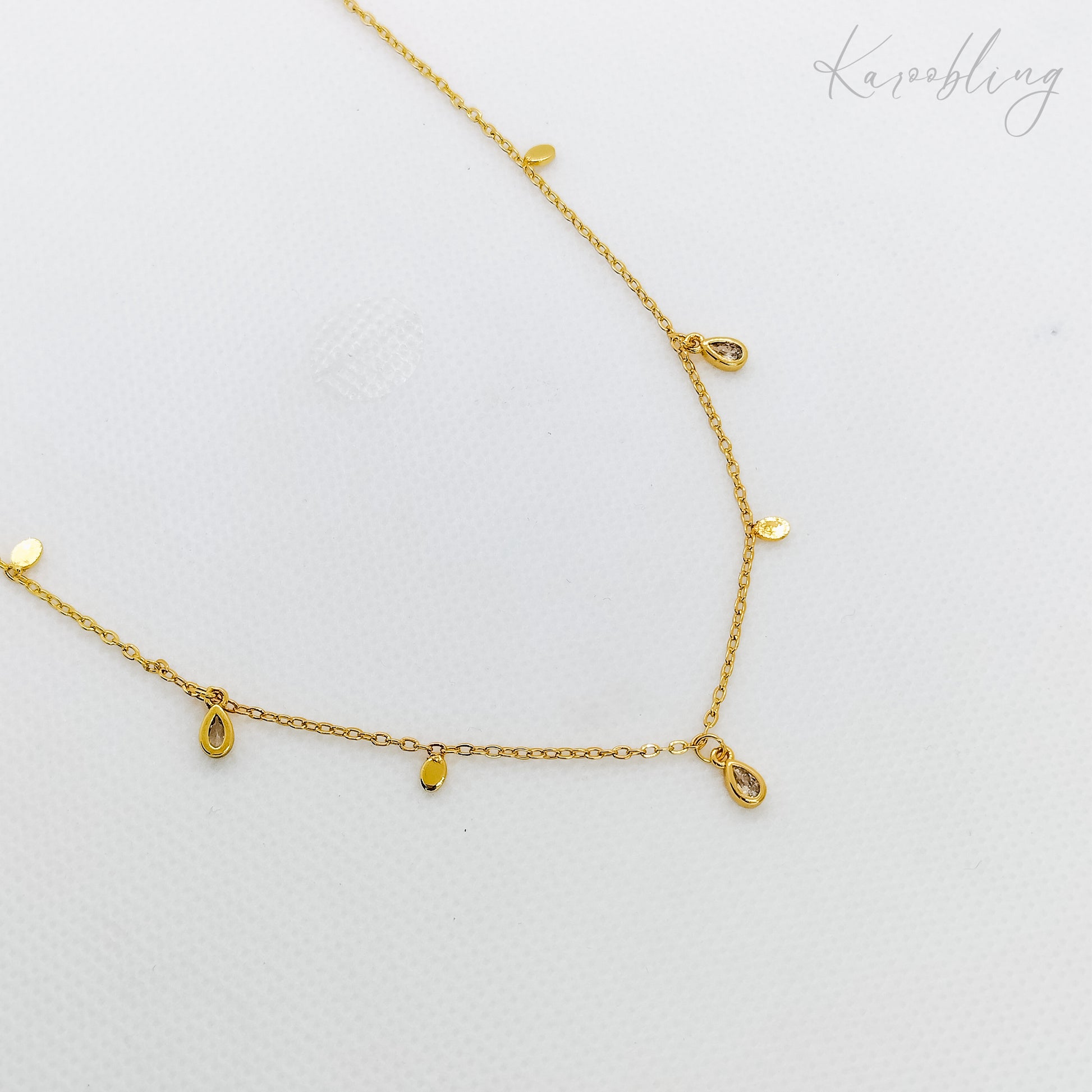 gold plated teardrop charms necklace