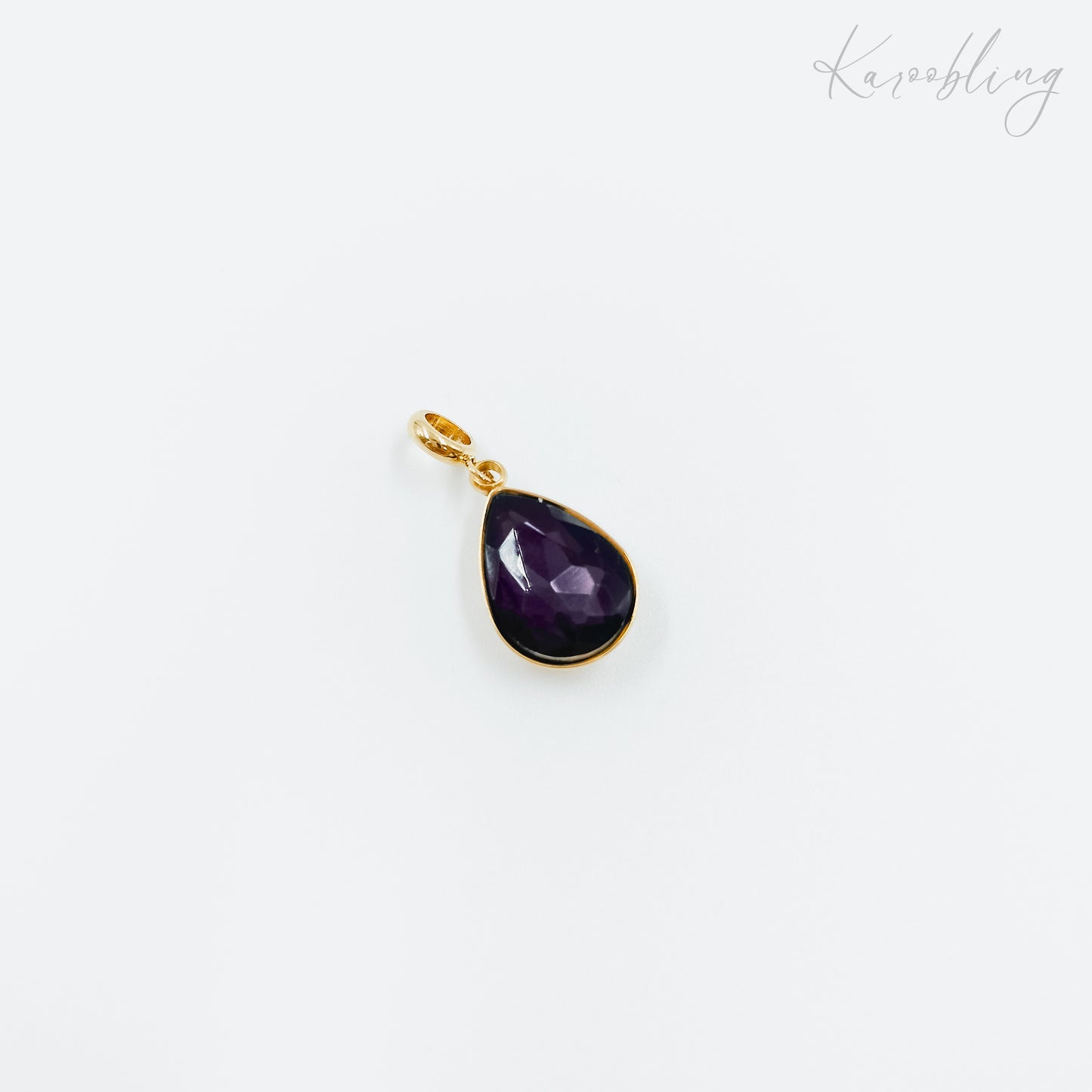 gold plated teardrop rhinestone charms - dark purple (water & tarnish proof)