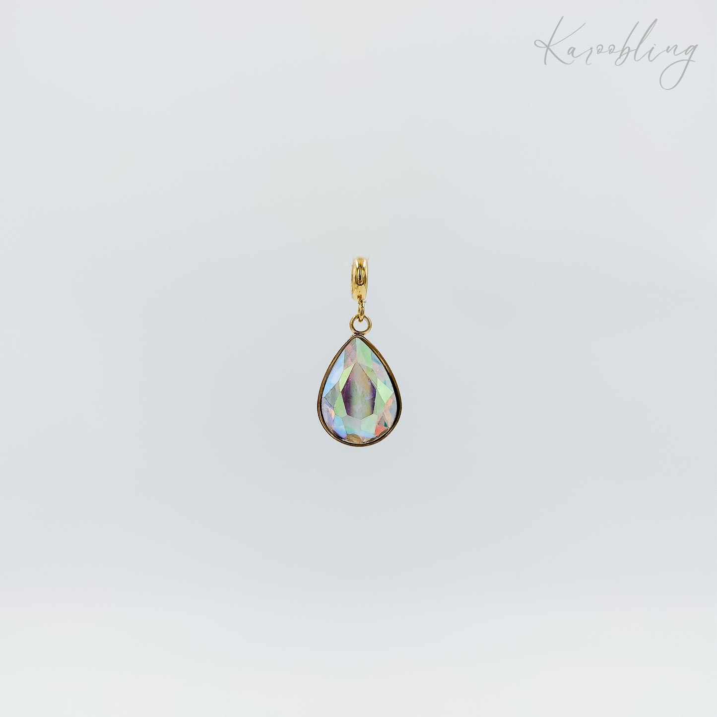 gold plated teardrop rhinestone charms (water & tarnish proof)