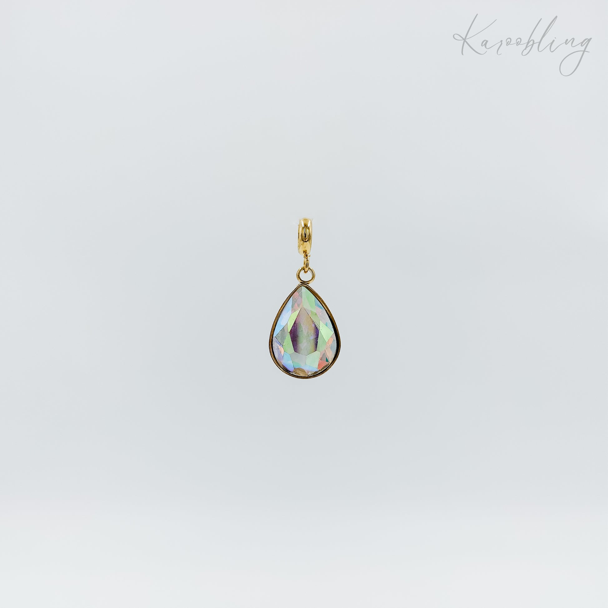 gold plated teardrop rhinestone charms (water & tarnish proof)