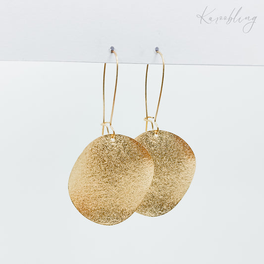 gold plated textured drop earrings