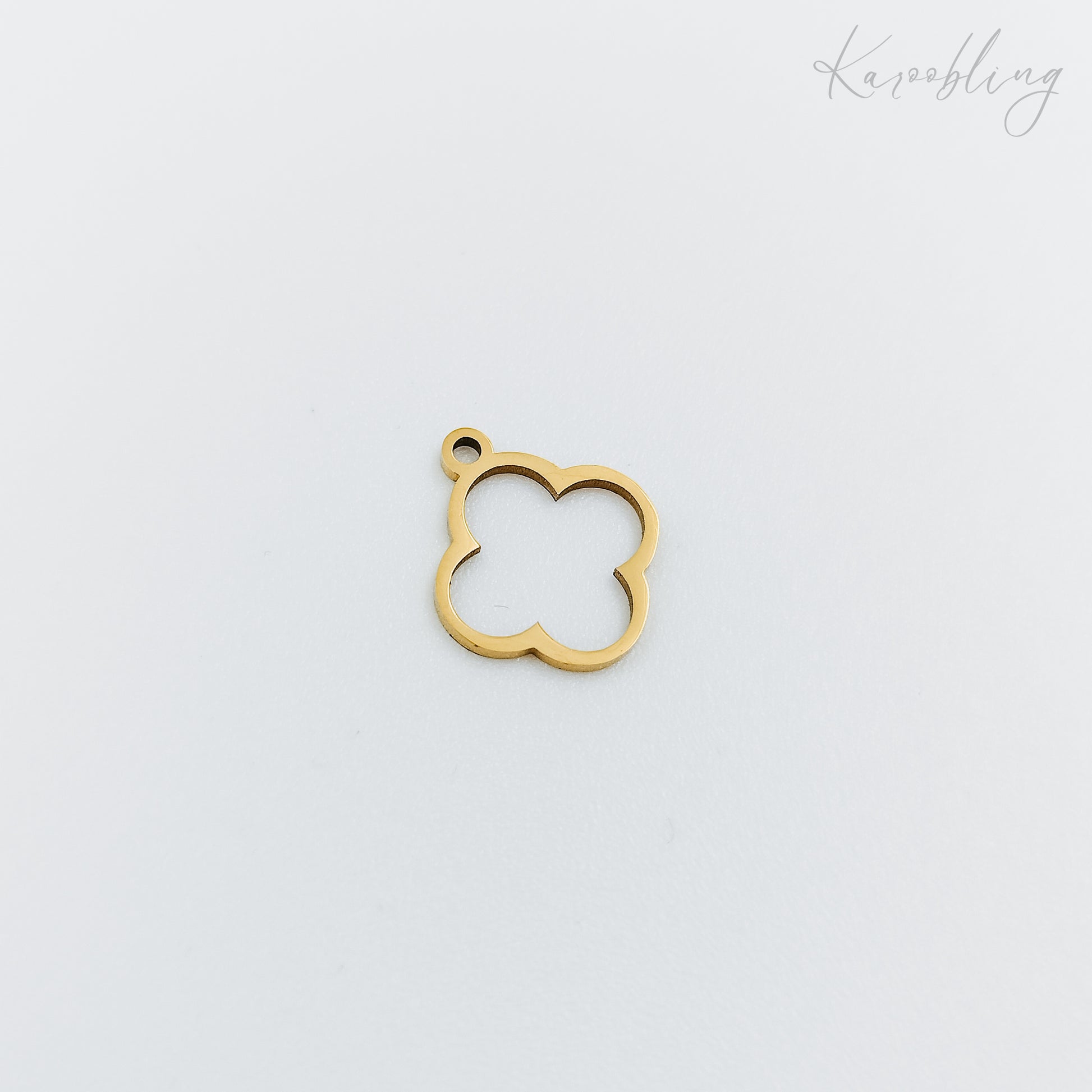 gold plated thin clover outline charm (water & tarnish proof)