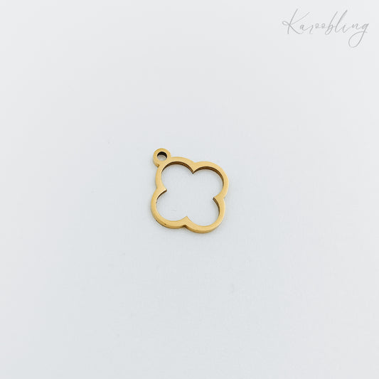 gold plated thin clover outline charm (water & tarnish proof)