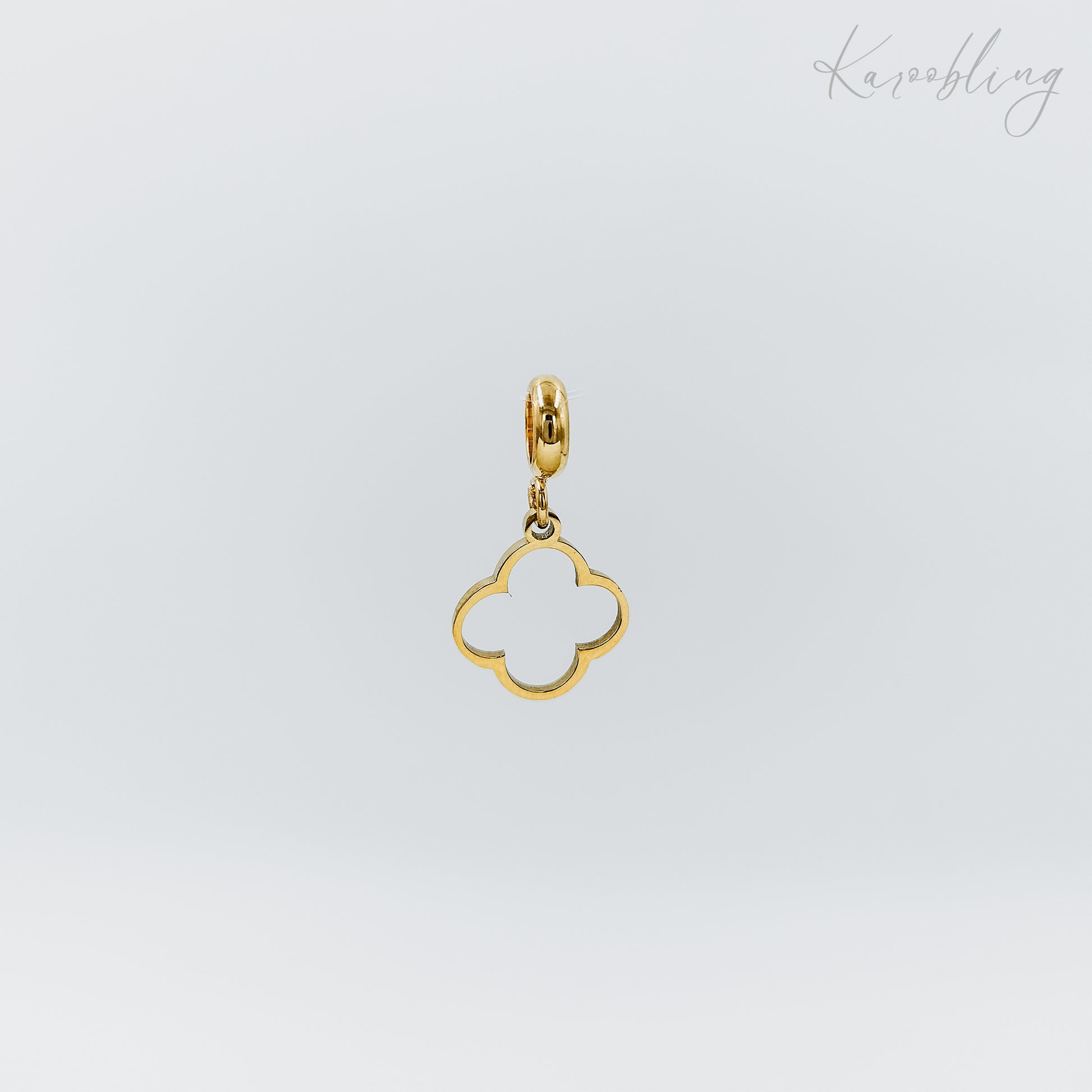 gold plated thin clover outline charm (water & tarnish proof)