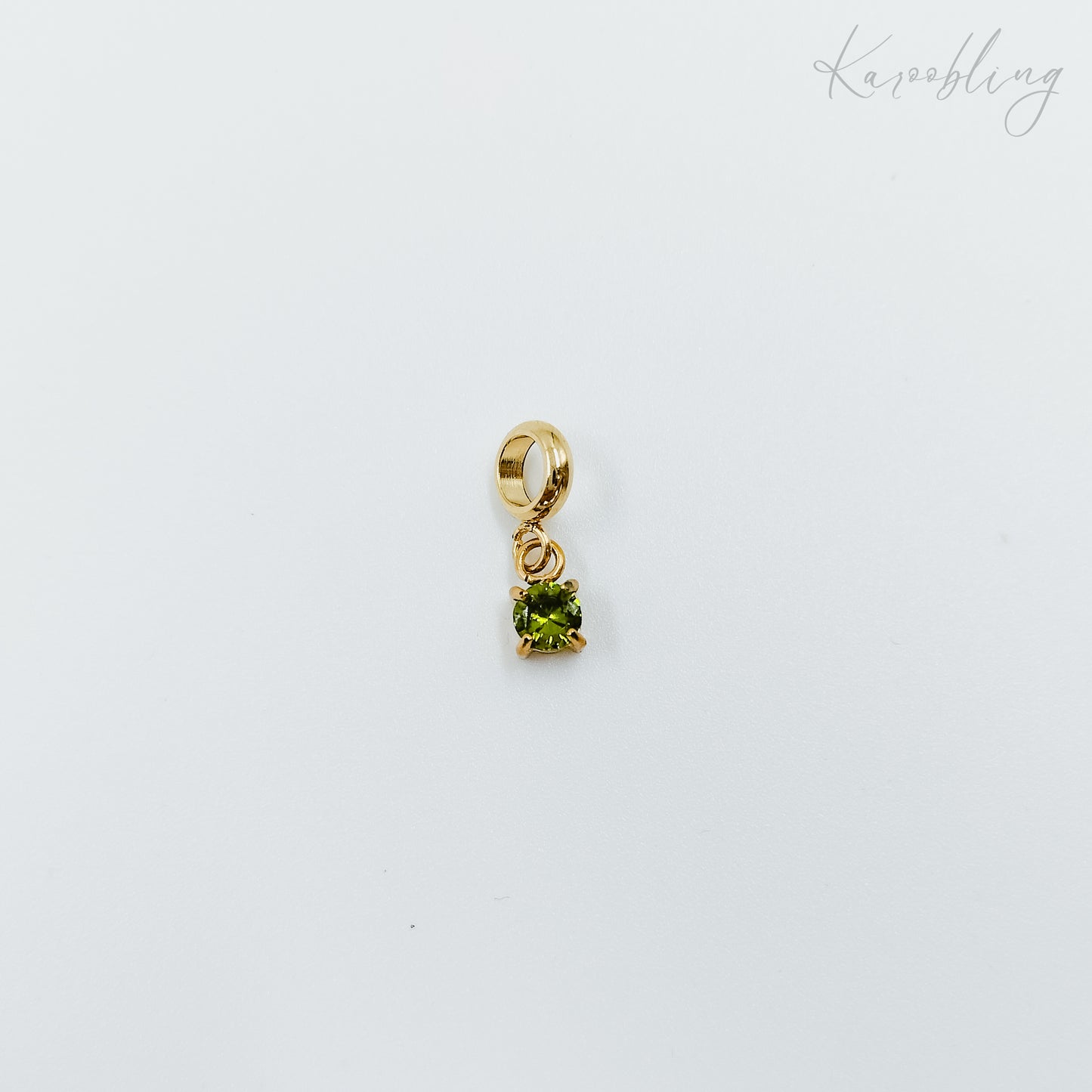 gold plated tiny birthstone charms - August (water & tarnish proof)