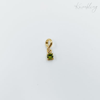 gold plated tiny birthstone charms - August (water & tarnish proof)