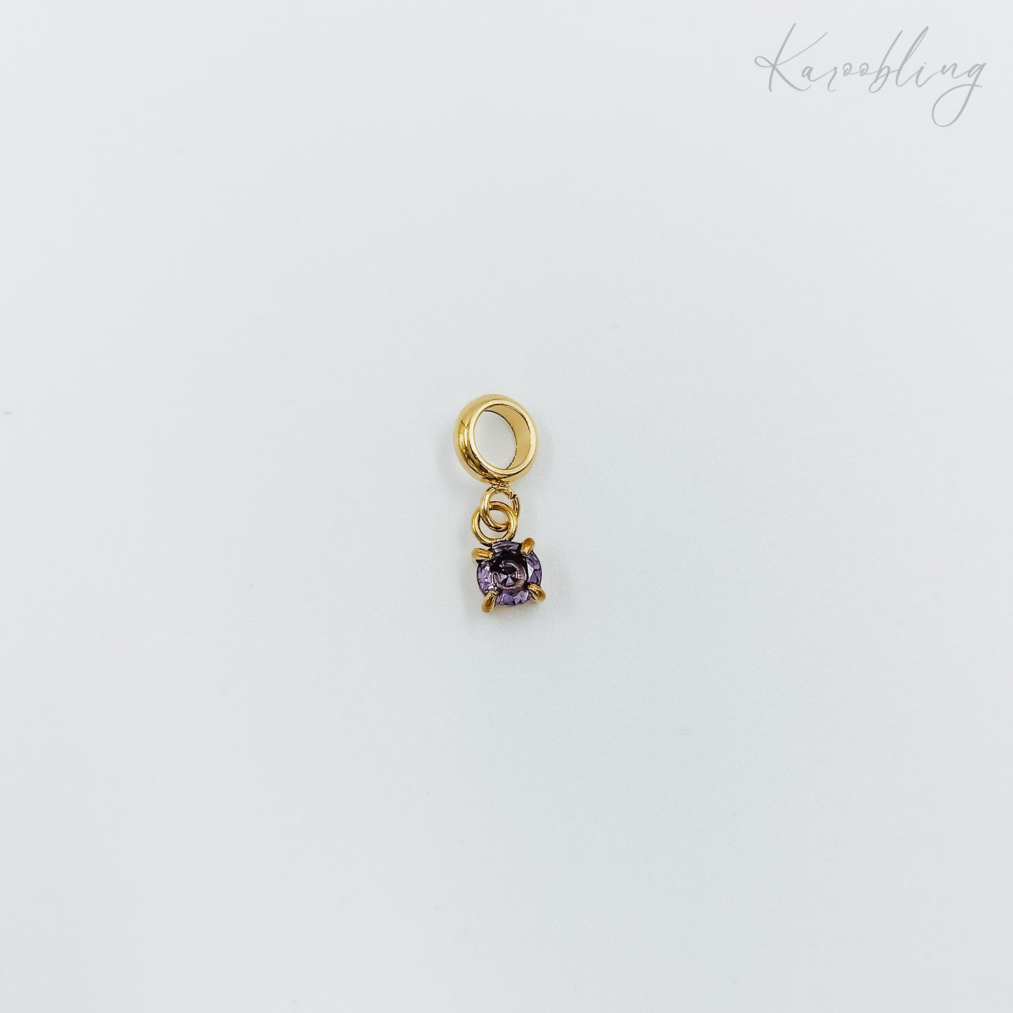 gold plated tiny birthstone charms - February (water & tarnish proof)