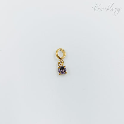 gold plated tiny birthstone charms - February (water & tarnish proof)