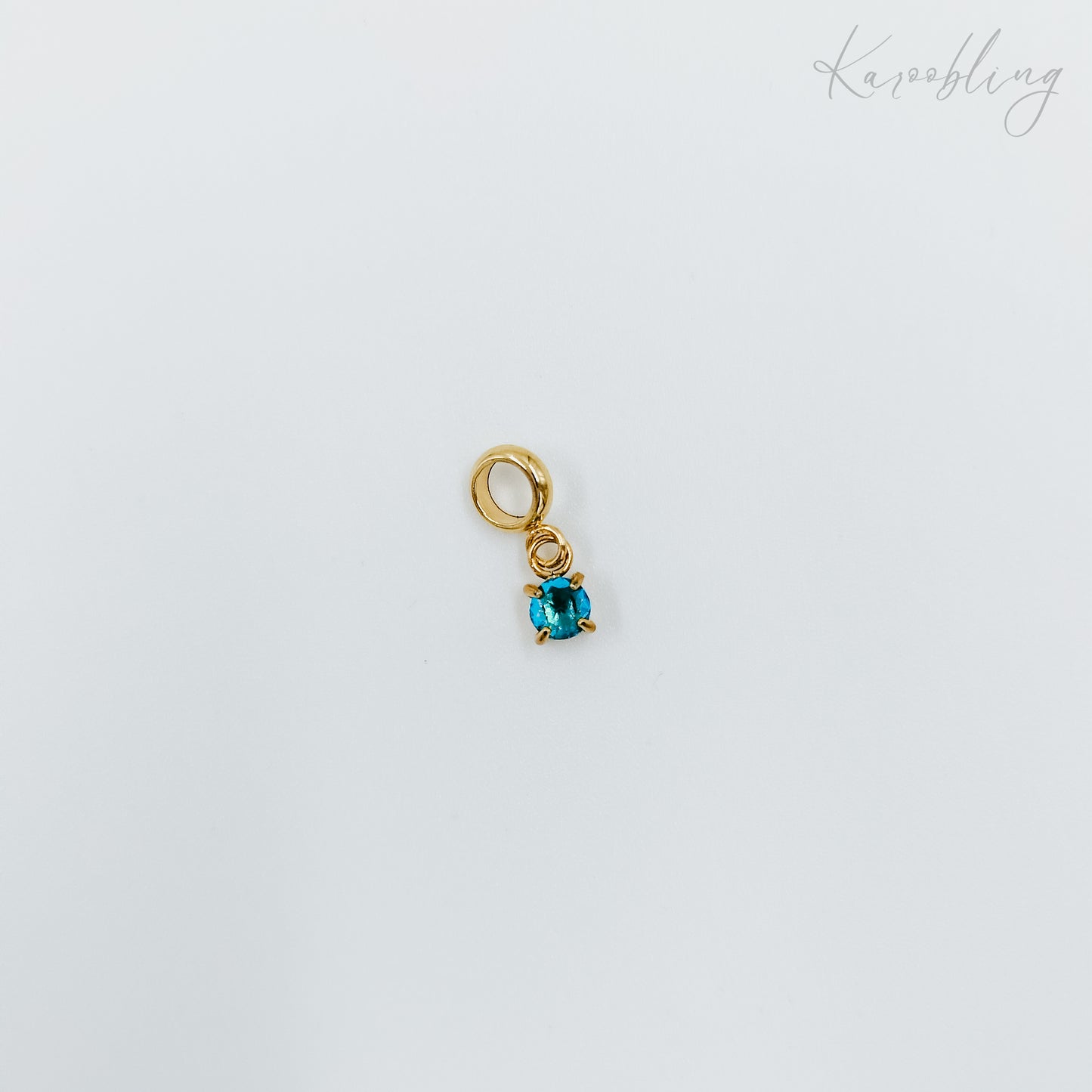 gold plated tiny birthstone charms - March (water & tarnish proof)