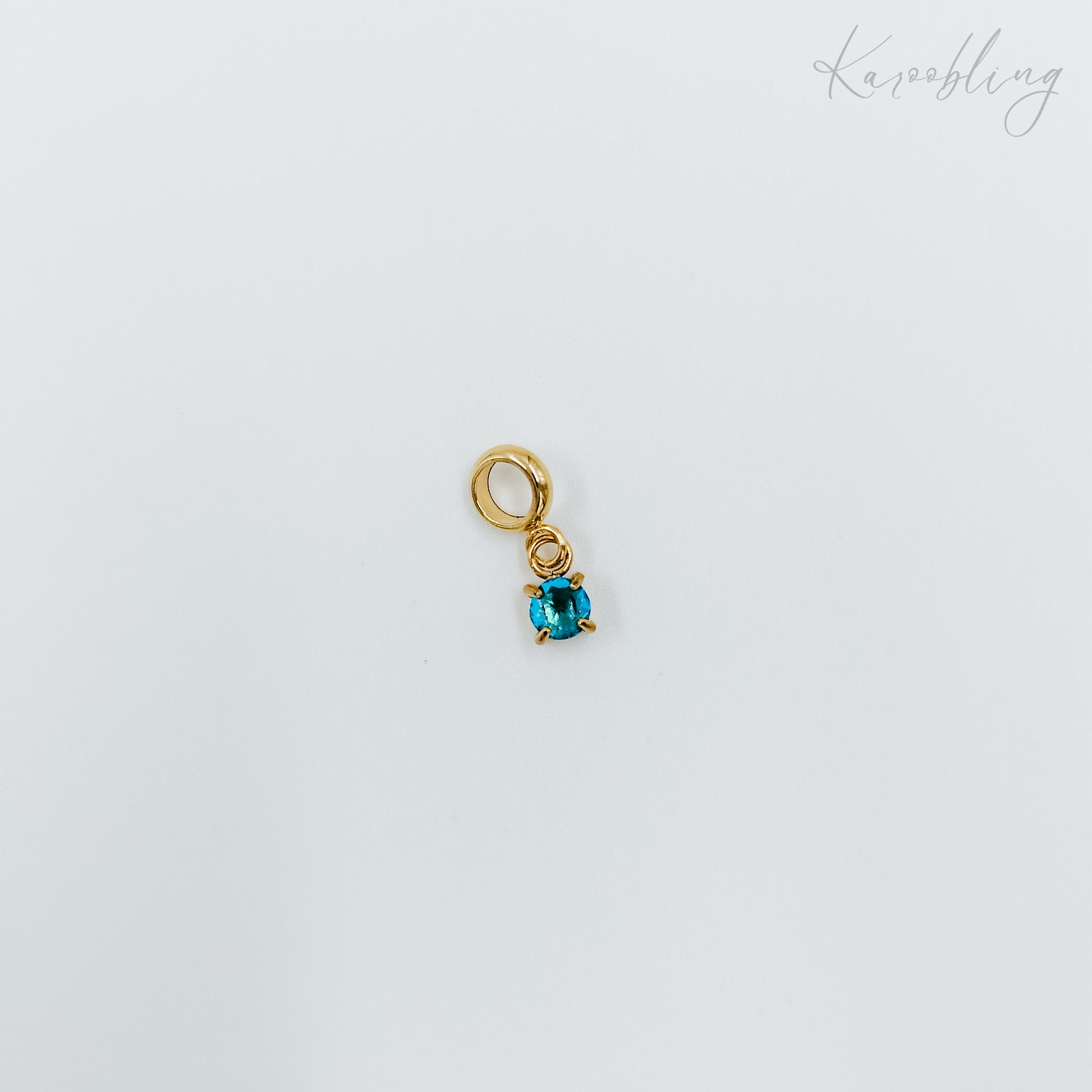 gold plated tiny birthstone charms - March (water & tarnish proof)