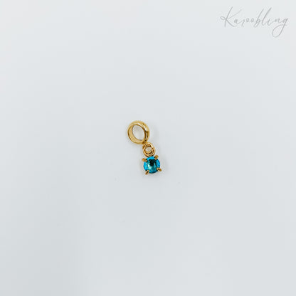 gold plated tiny birthstone charms - March (water & tarnish proof)