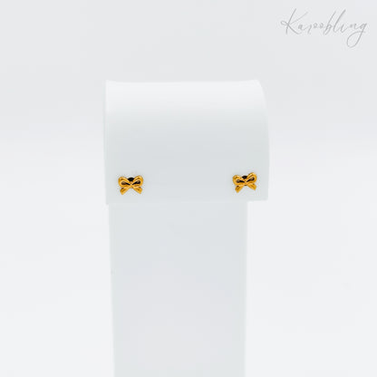 gold plated tiny bow stud earrings (water & tarnish proof)