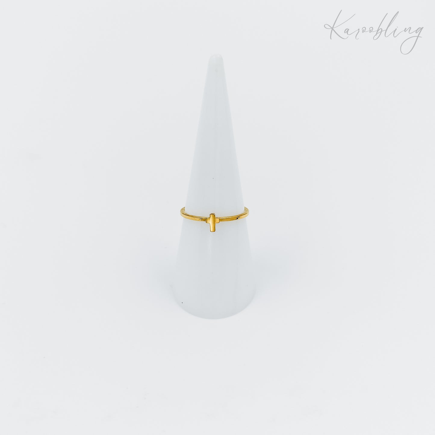 gold plated tiny cross ring (water & tarnish proof)